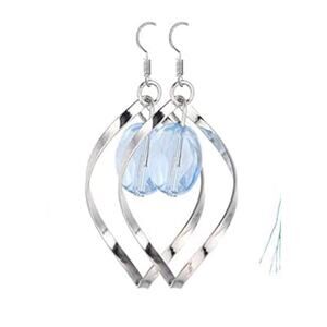 Silver Spiral with Aqua Stone Earrings